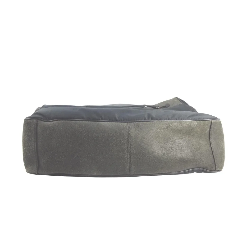 Coach Thompson‎ Mixed Media Puffer Weekender Tote Black Olive Green Nylon Suede